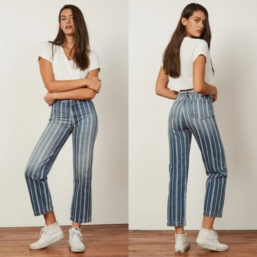 Boyish Stanley Striped Straight Leg Denim Jeans 26